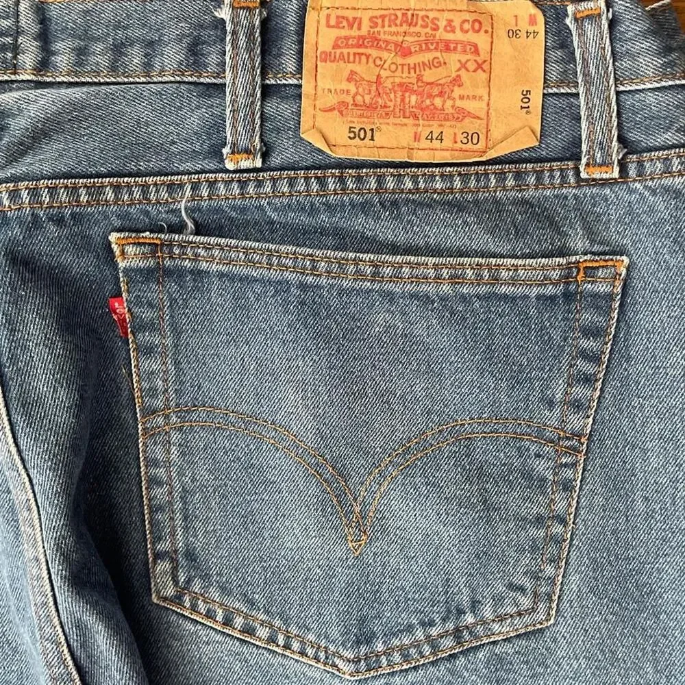 VTG Levi's 501 XX Mens Straight Leg Jeans 44x30 Made In USA Button Fly Y2K